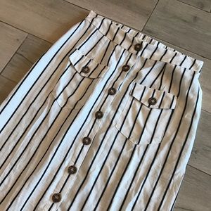 Linen Midi Button Up Skirt by Miss Love